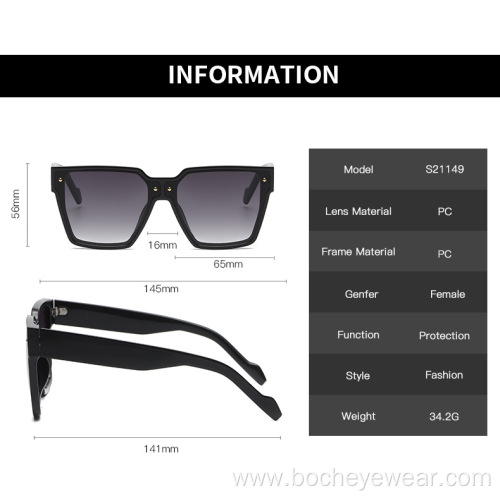 Fashion men's and women's square meter nail Sunglasses Women's colorful large frame GRADIENT SUNGLASSES cross-border street shoo